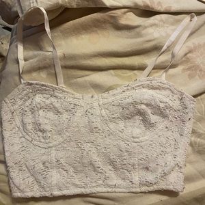 Decree white lace balconete bralette (S)